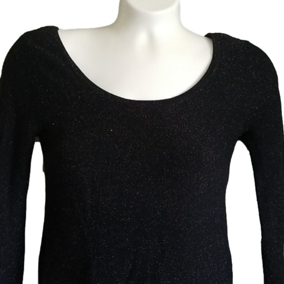 𝅺express Poly Cashmere Top Glitter Gold Black  Asymmetrical Size XS - Picture 1 of 9